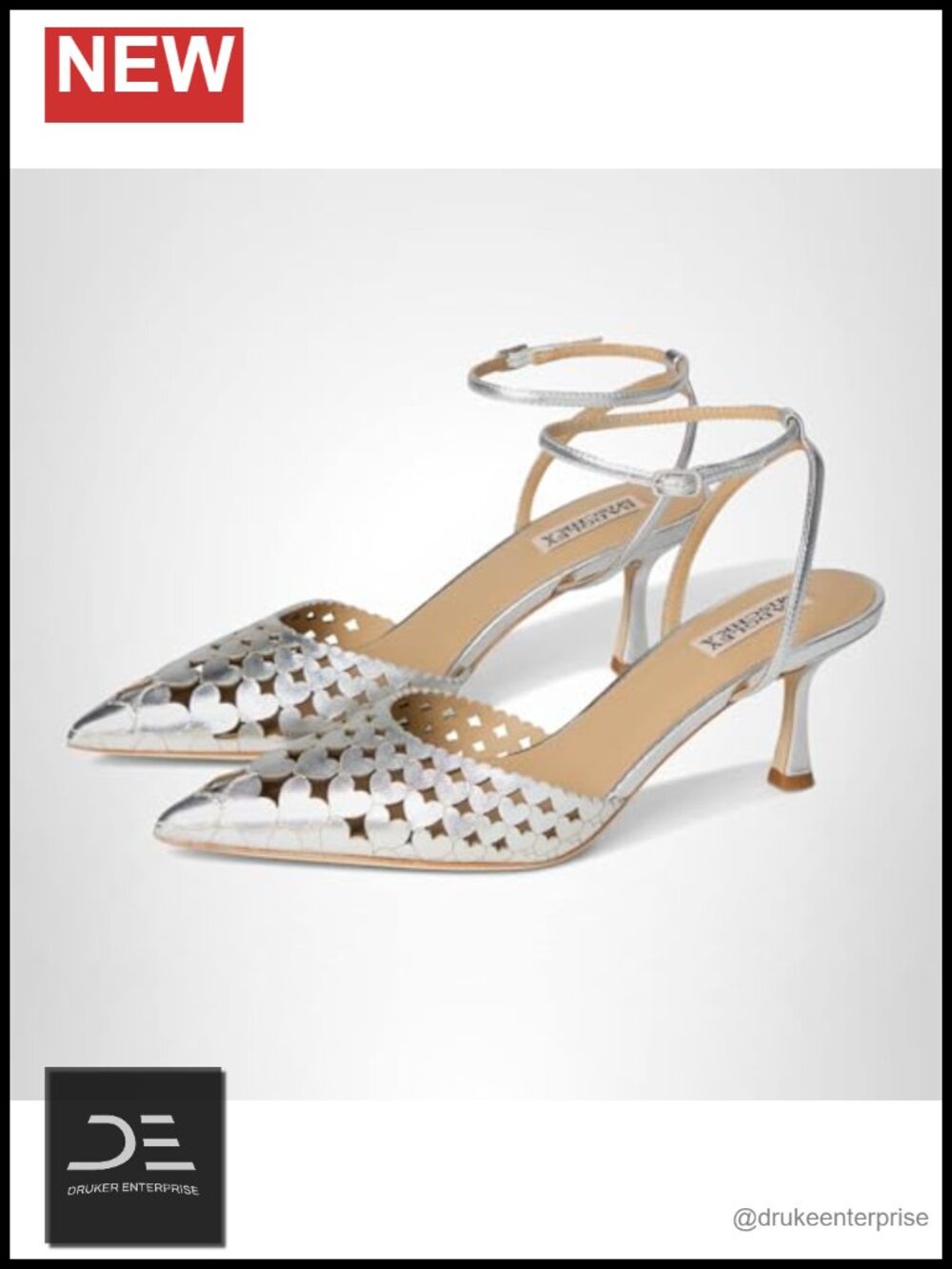 Badgley Mischka Omelia Leather Kitten Heel Pumps Pointed Toe Ankle Strap